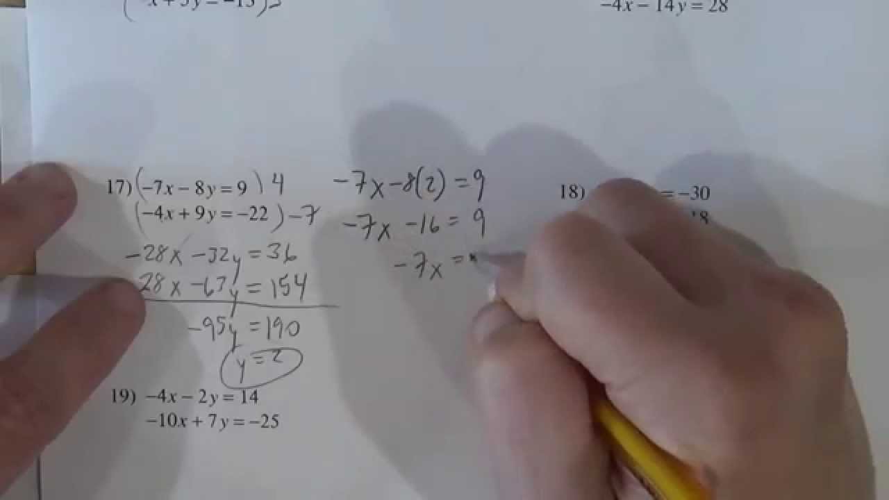 Solving Systems Of Equations By Elimination Kutasoftware Worksheet