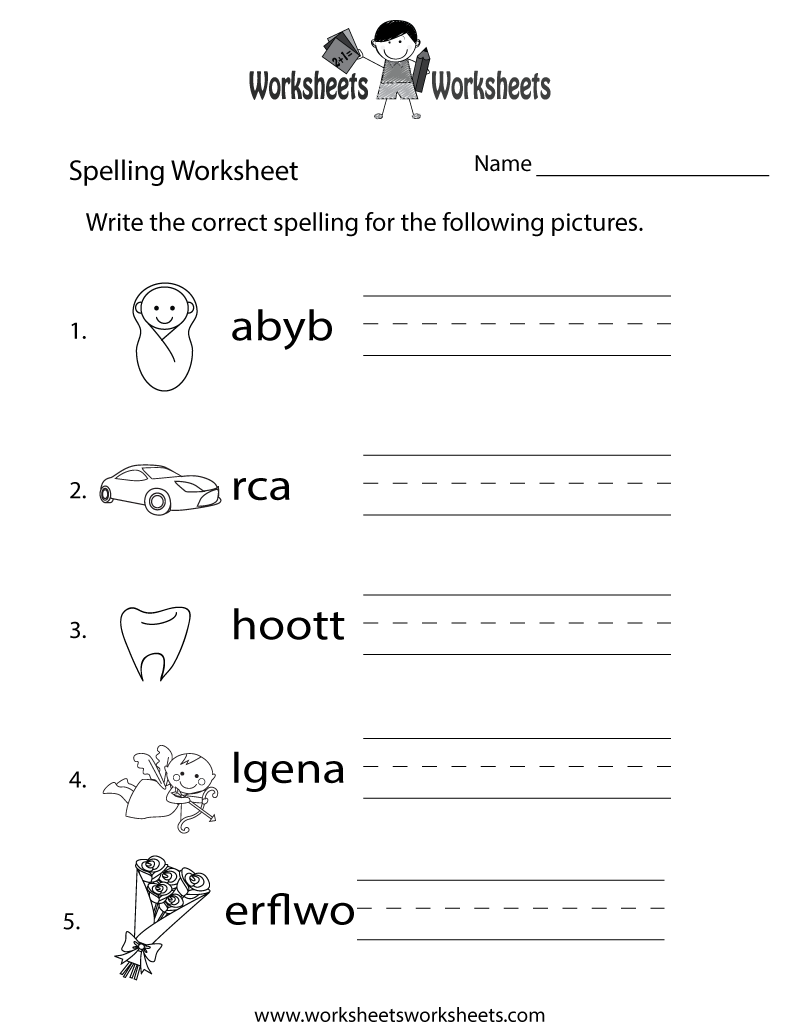 Spelling Test Worksheet