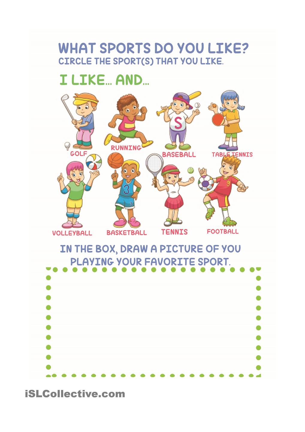 Sports Worksheets For Kindergarten