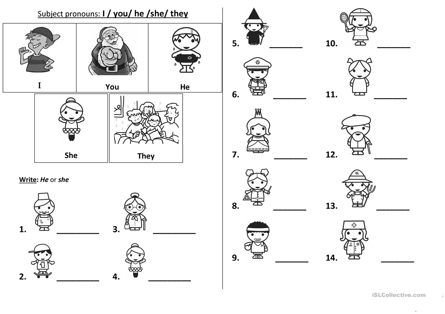 Subject Pronouns Worksheet