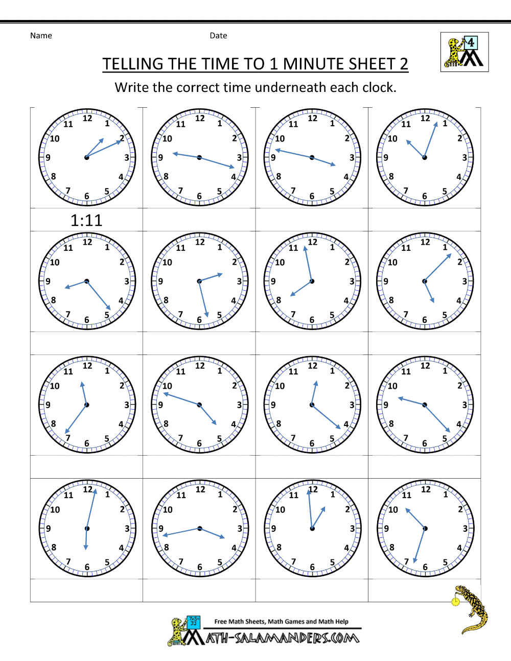 Telling Time Worksheets To The Minute Free Worksheets Library