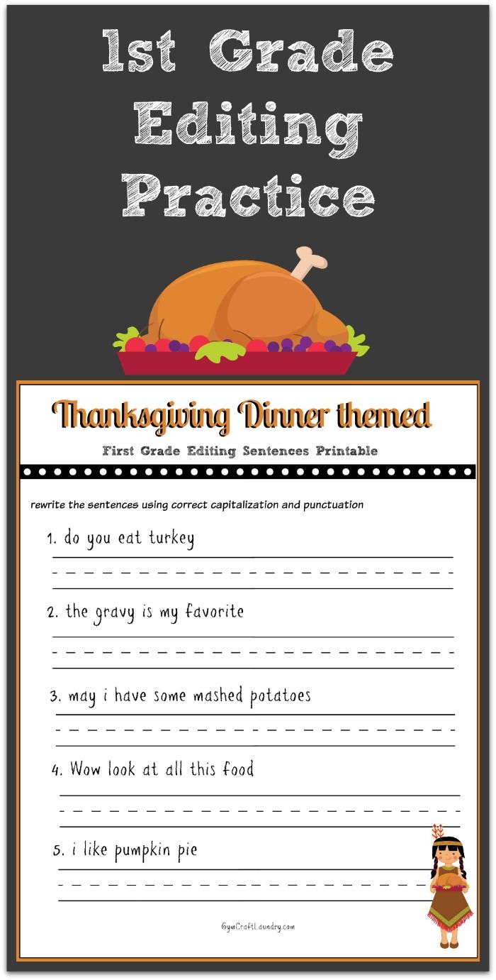 Thanksgiving 1st Grade Editing Printable