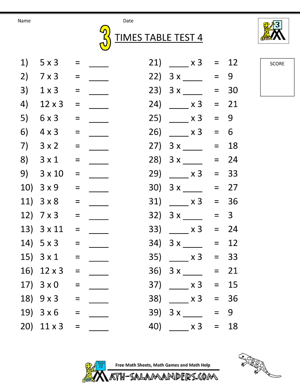 Times Table Tests