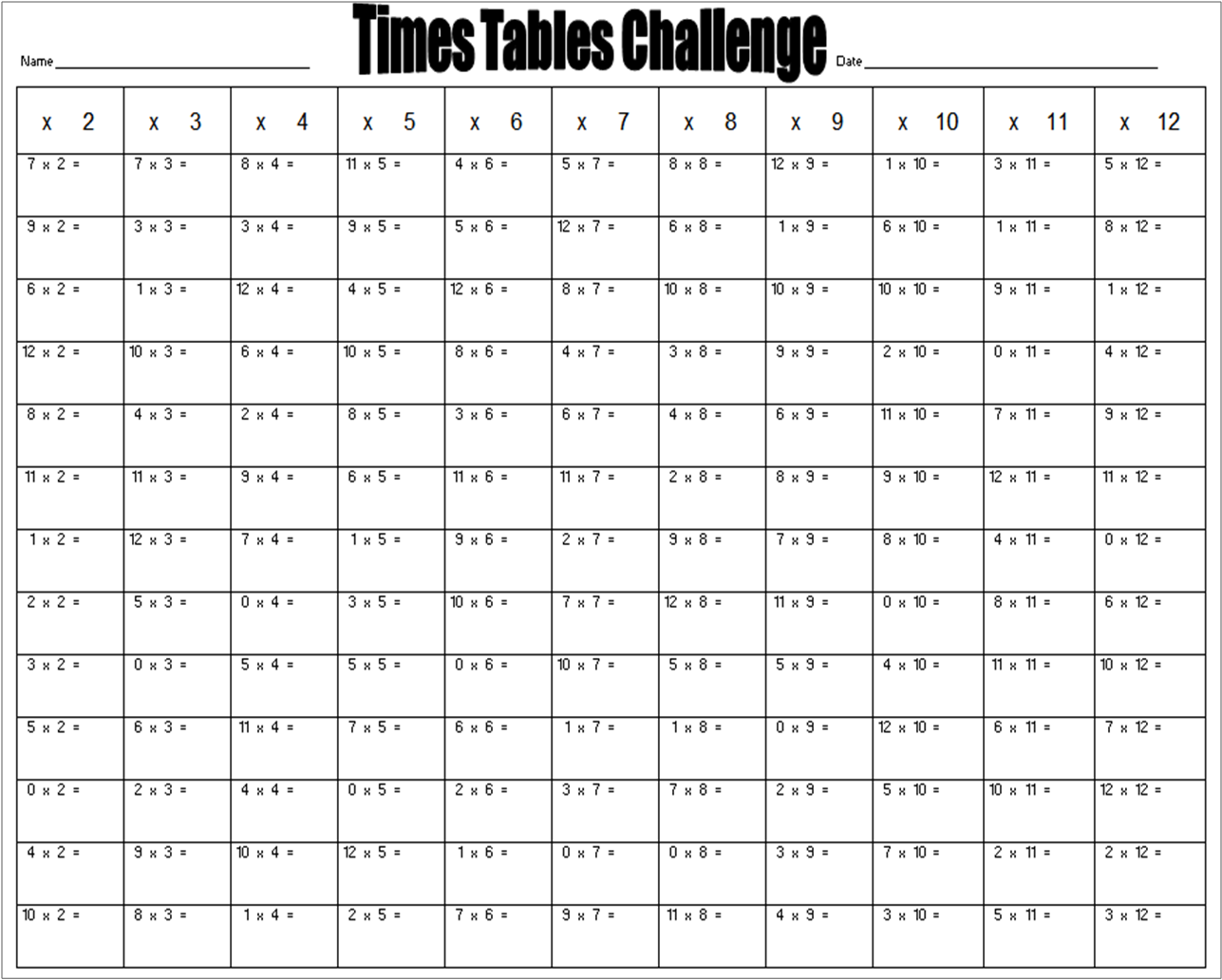Times Table Worksheet Generator Free Worksheets Library
