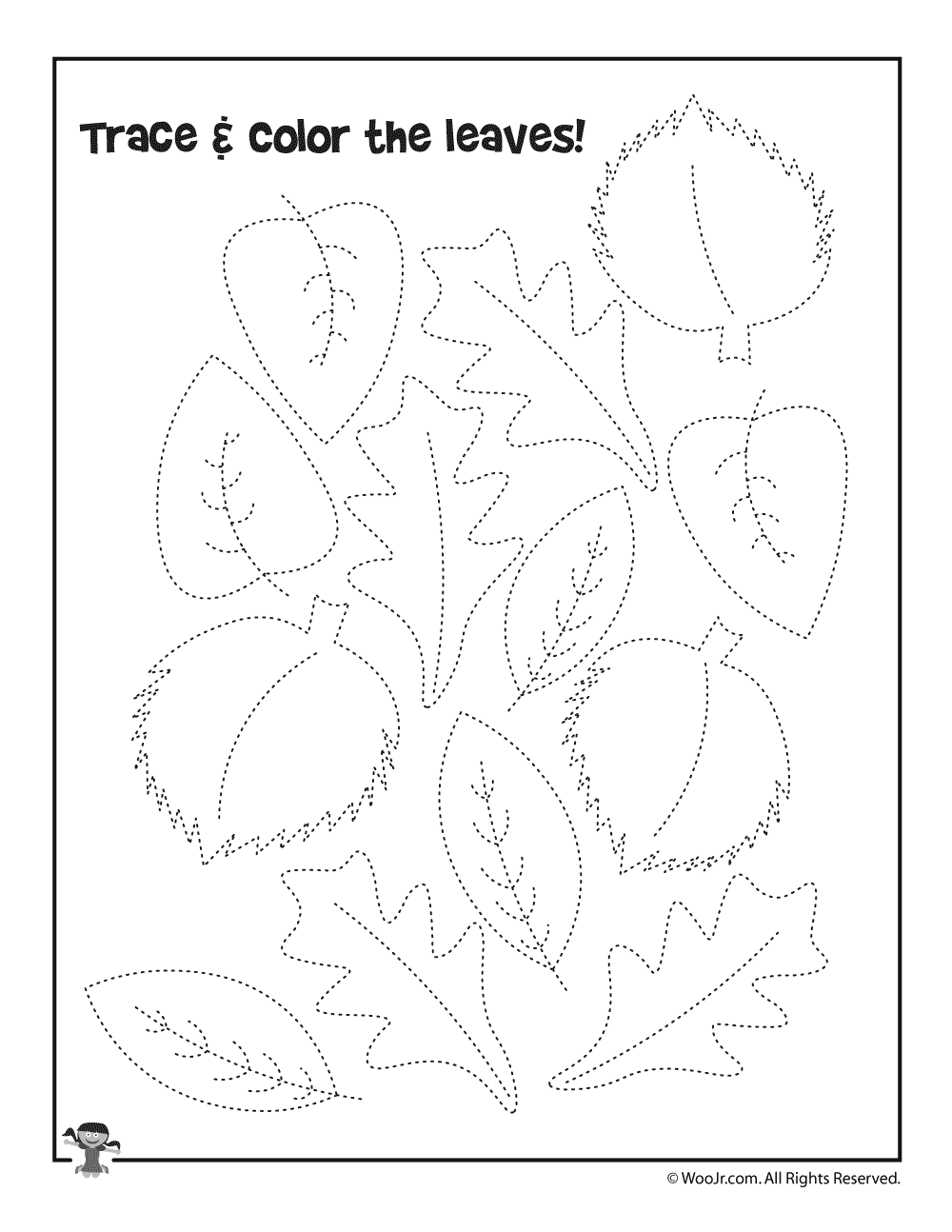 Trace And Color The Autumn Leaves