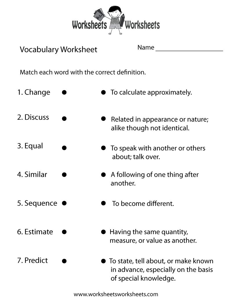 Vocabulary Worksheets