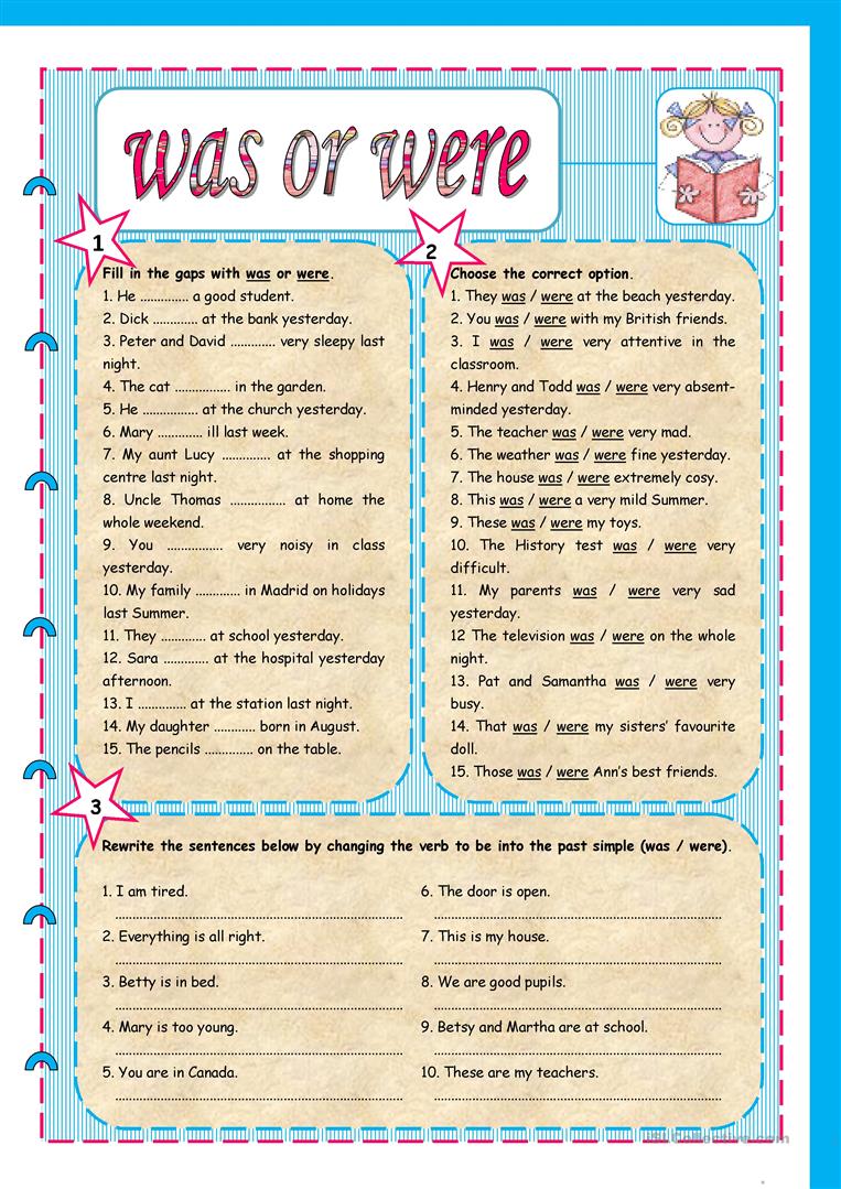 Was Or Were Worksheet