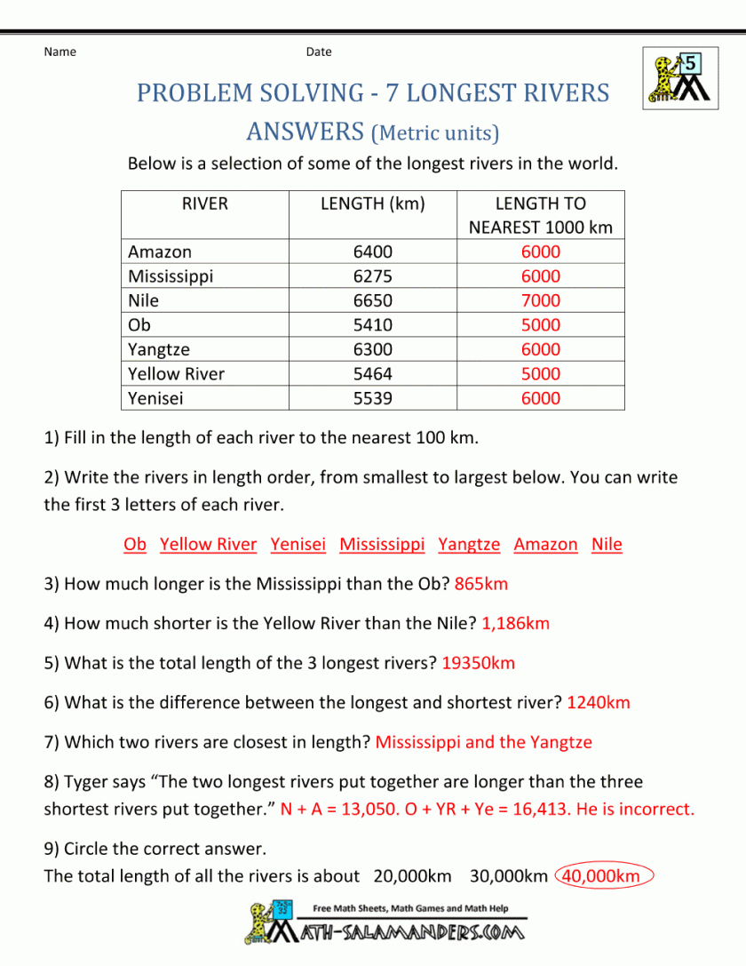 Wordproblems3h Worksheets For 5th Grade Word Problems Printable