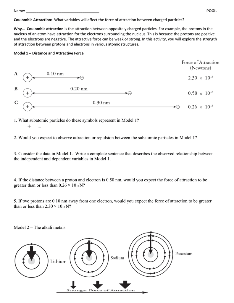 Worksheet   Electrostatics And Coulomb's Law Worksheet Answers