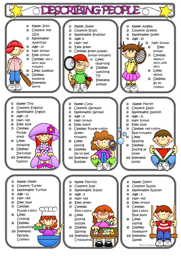 1070 Free Esl Describing People Worksheets