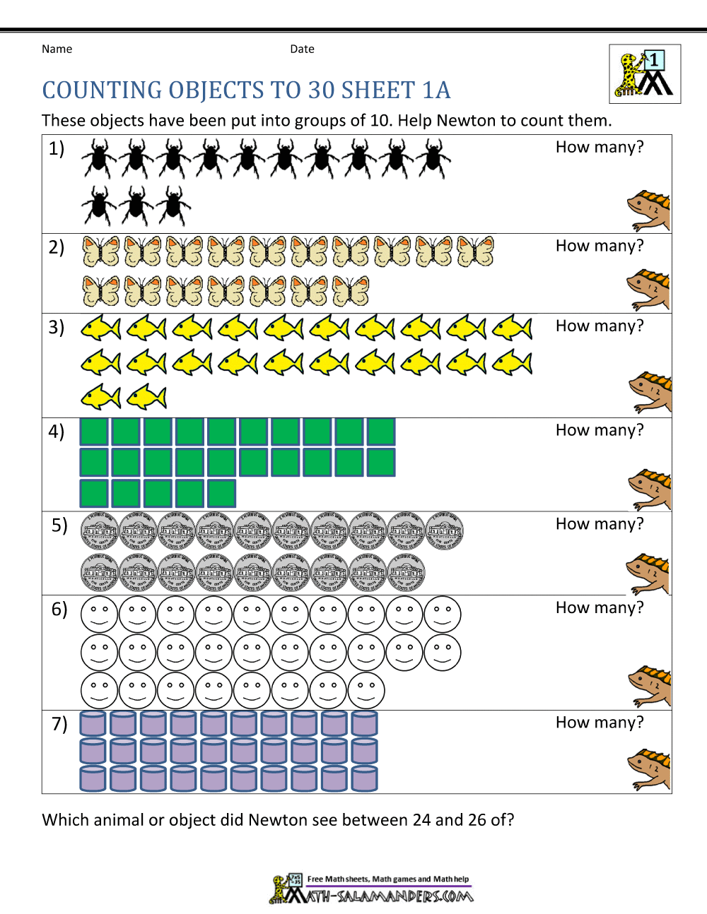 1st Grade Counting Worksheets Objects To 30 1a