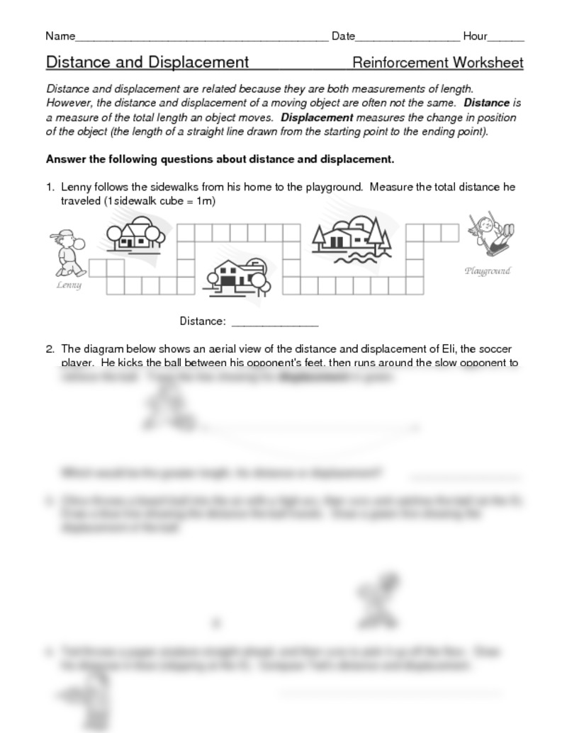 Distance Vs Displacement Worksheet Answers For Distance Vs Displacement Worksheet