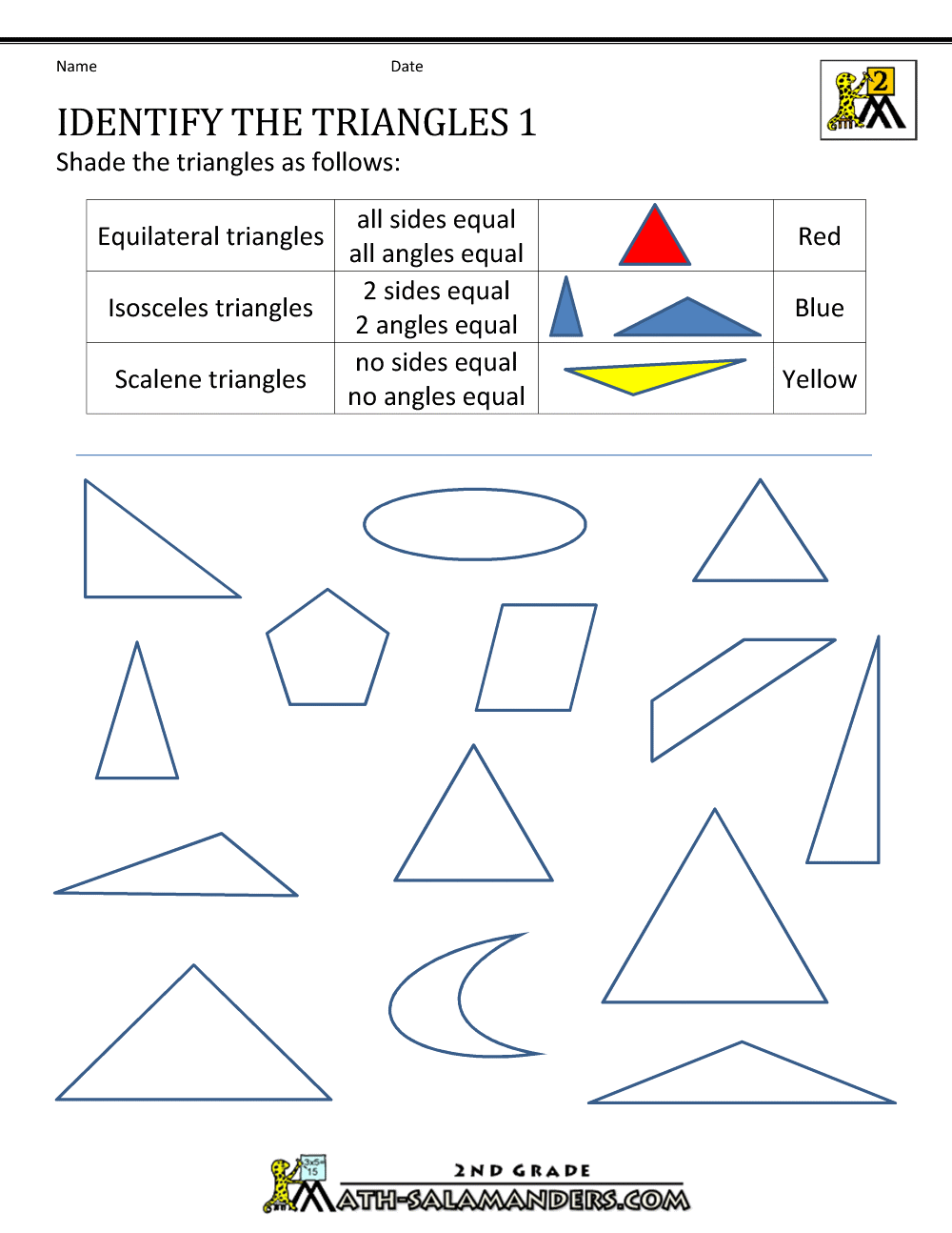2d Shapes Worksheets 2nd Grade