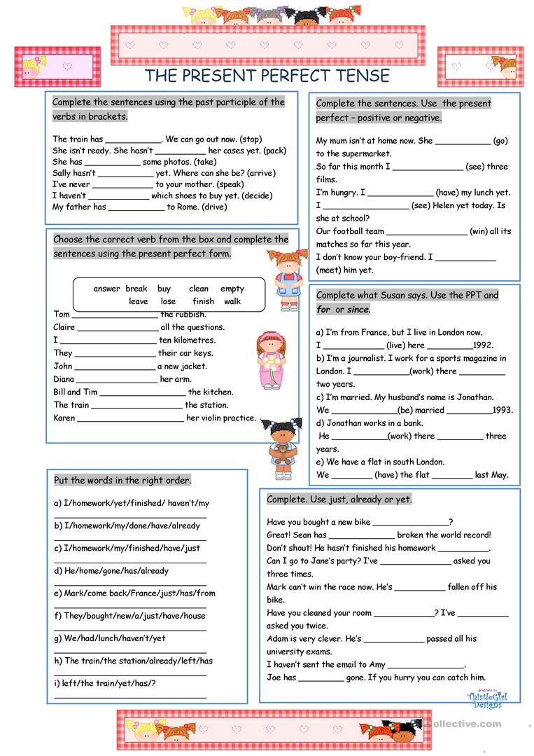 413 Free Esl Present Perfect Tenses Worksheets