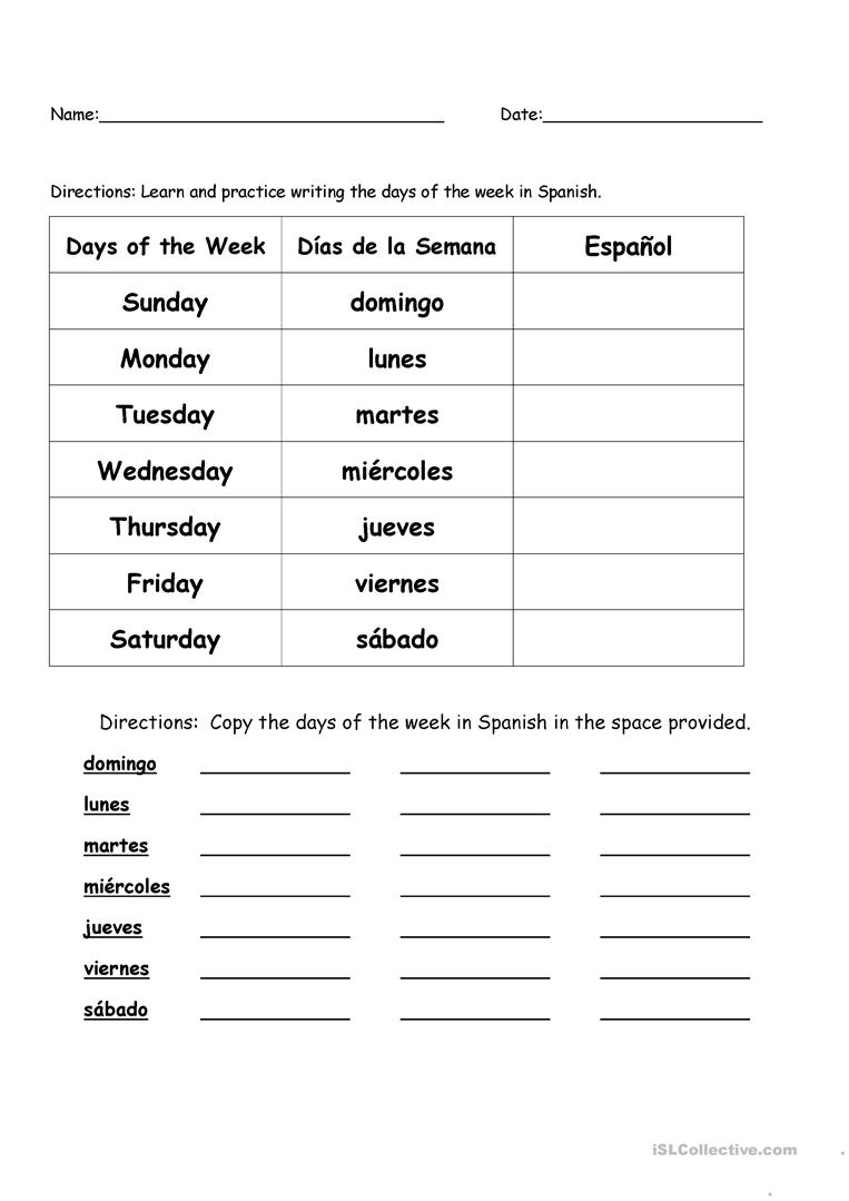 46 Free Esl Spanish Worksheets