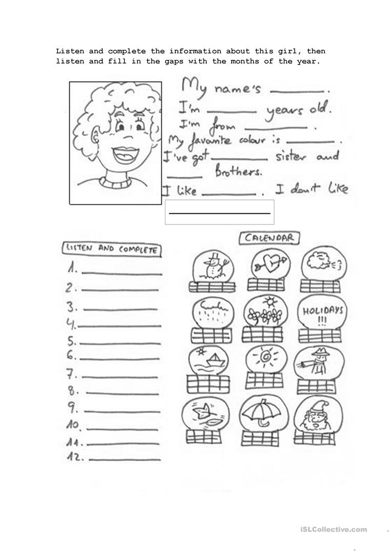 54 Free Esl Months Of The Year Worksheets