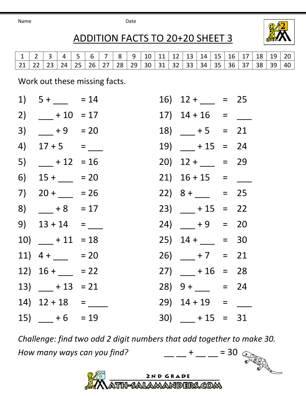 5+ Adding To 20 Worksheets