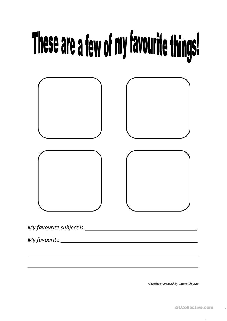 5 Free Esl Favorite Things Worksheets