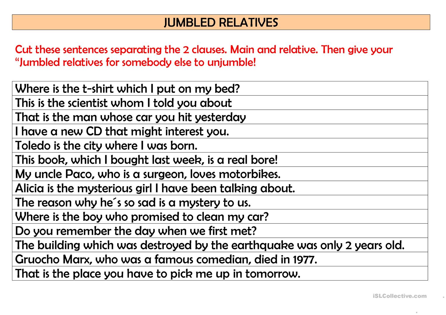 Jumbled Sentences Free Worksheets 9th Grade