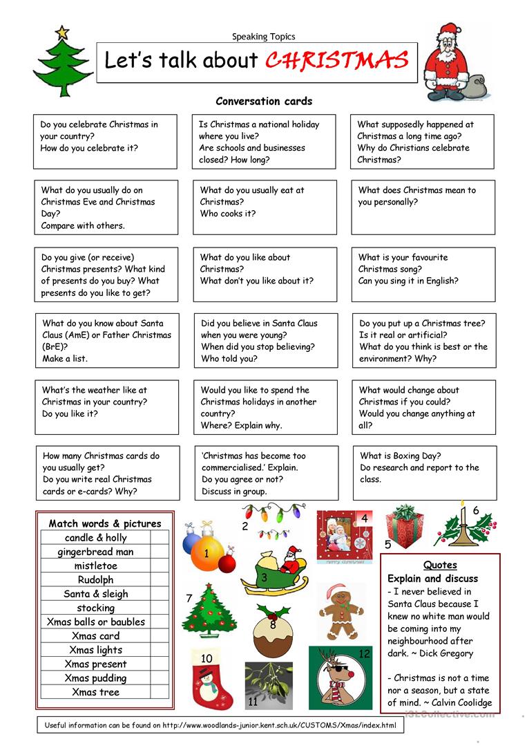 847 Free Esl Christmas Worksheets
