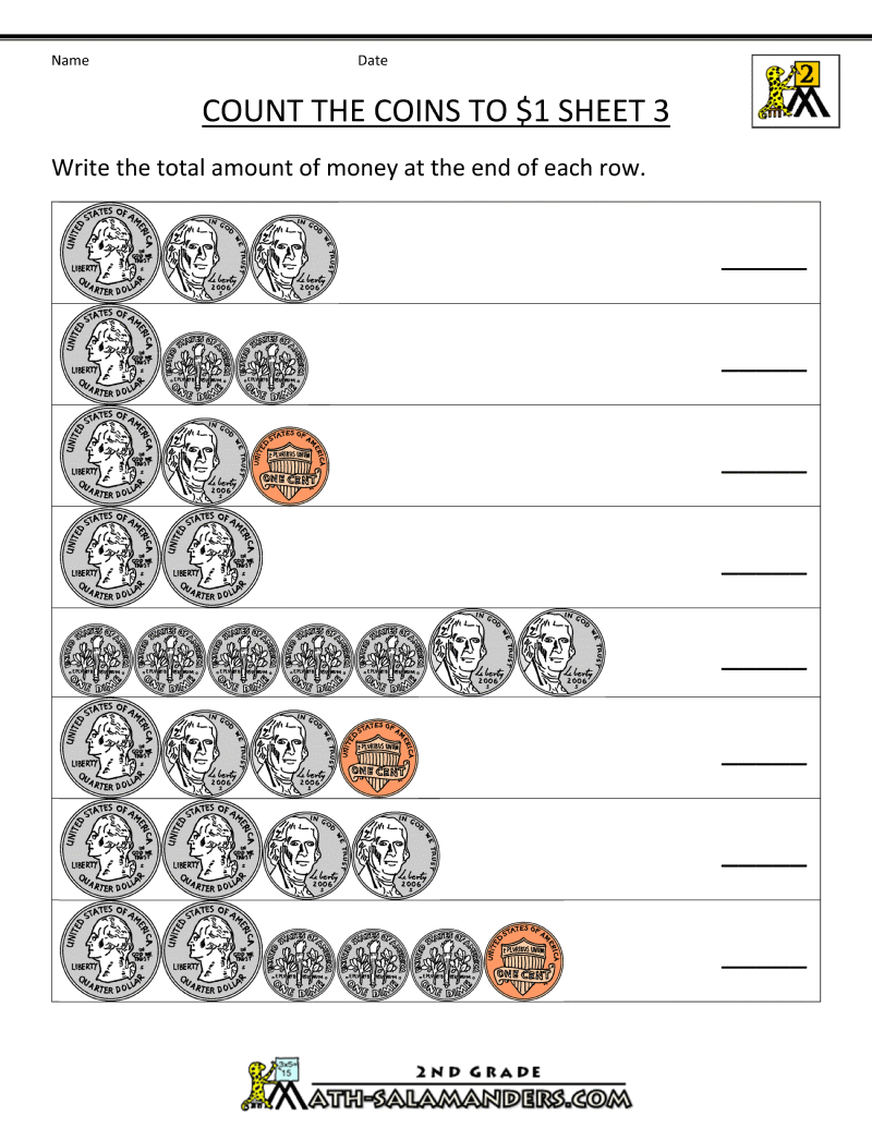 9+ Counting Coins Worksheets