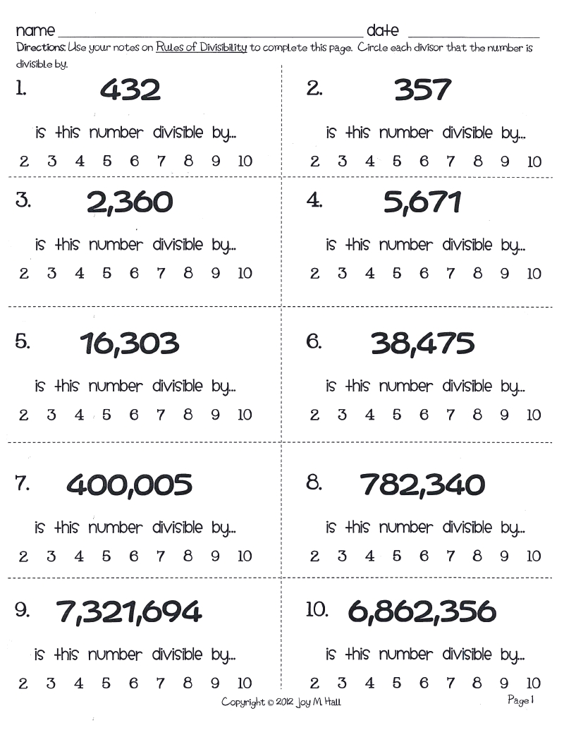 Acumen Divisibility Rules Games Printable Bing Images