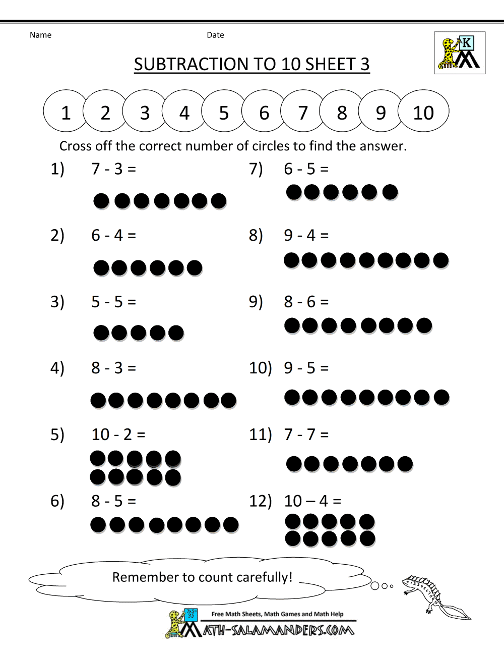 Addition And Subtraction Worksheets For Kindergarten