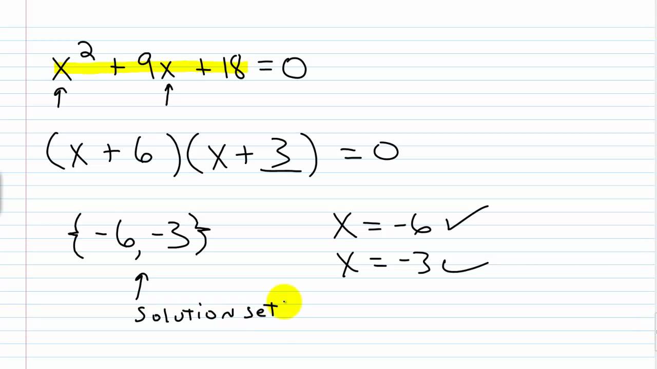 Algebra I Help  Solving Quadratic Equations By Factoring Part I