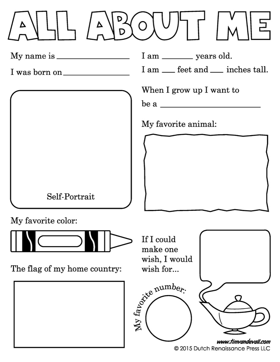 All About Me Worksheet