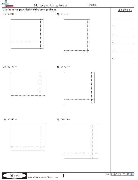 Area Model Multiplication Worksheets Grade 4 Worksheets