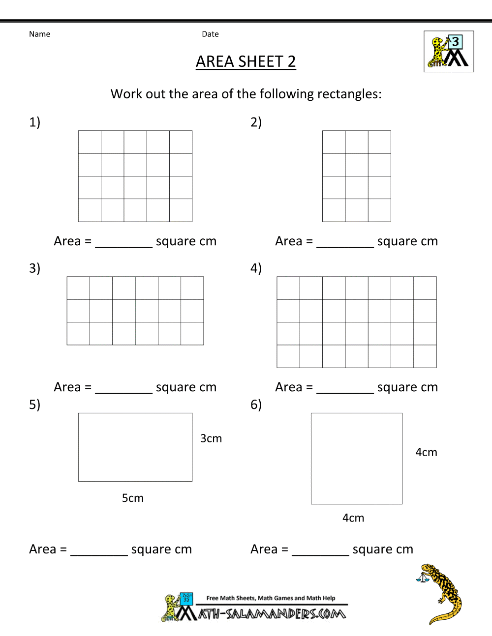 Area Worksheets