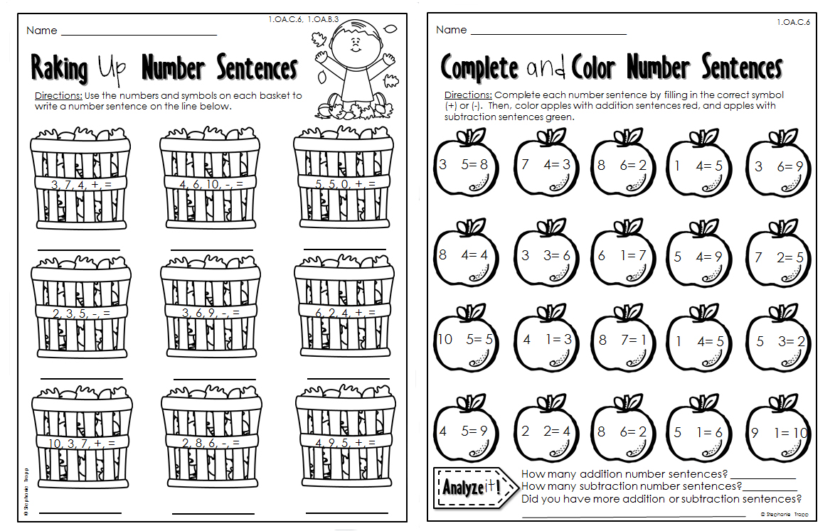 Autumn Math Worksheets For Kindergarten Worksheets For All