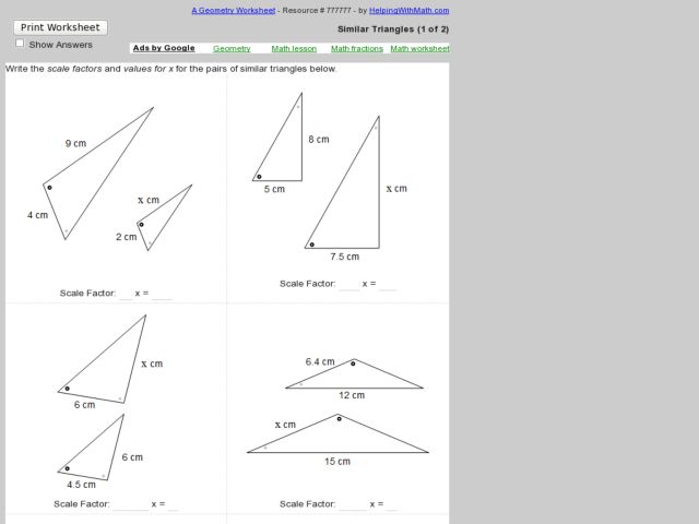 Awesome Collection Of Scale Factor Worksheets 7th Grade In Sample
