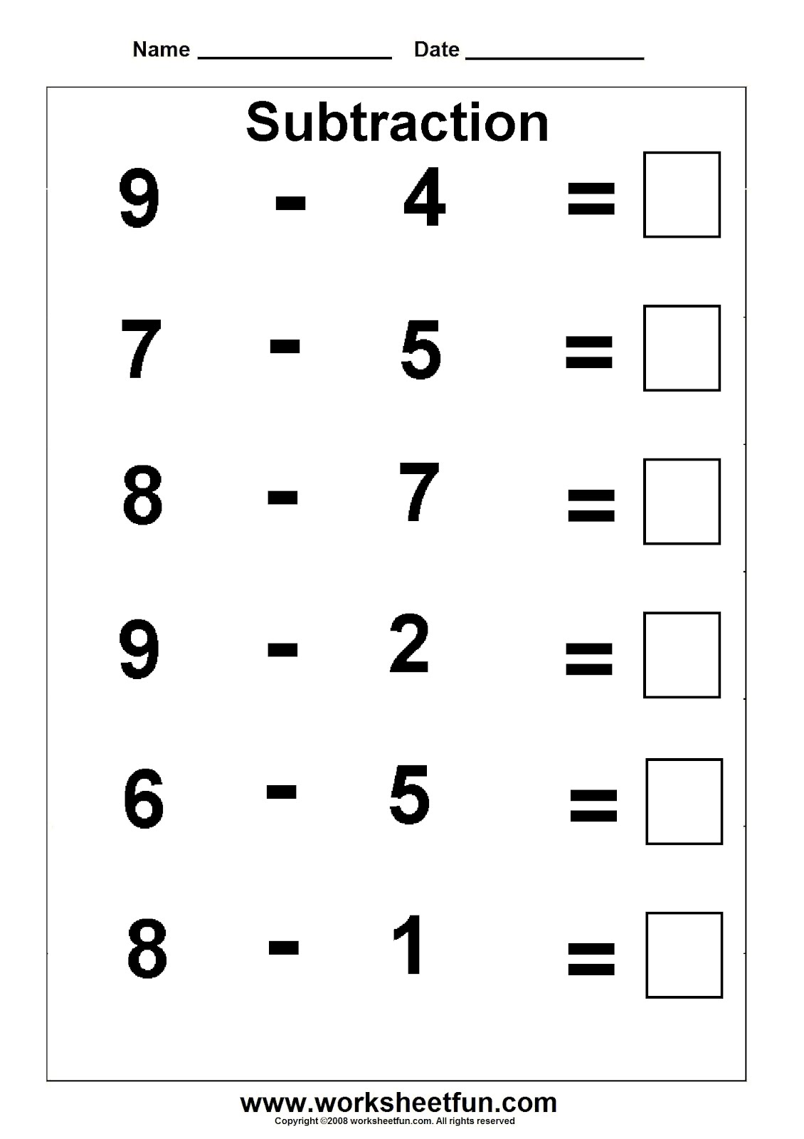 Basic Subtraction Worksheets Free Worksheets For All