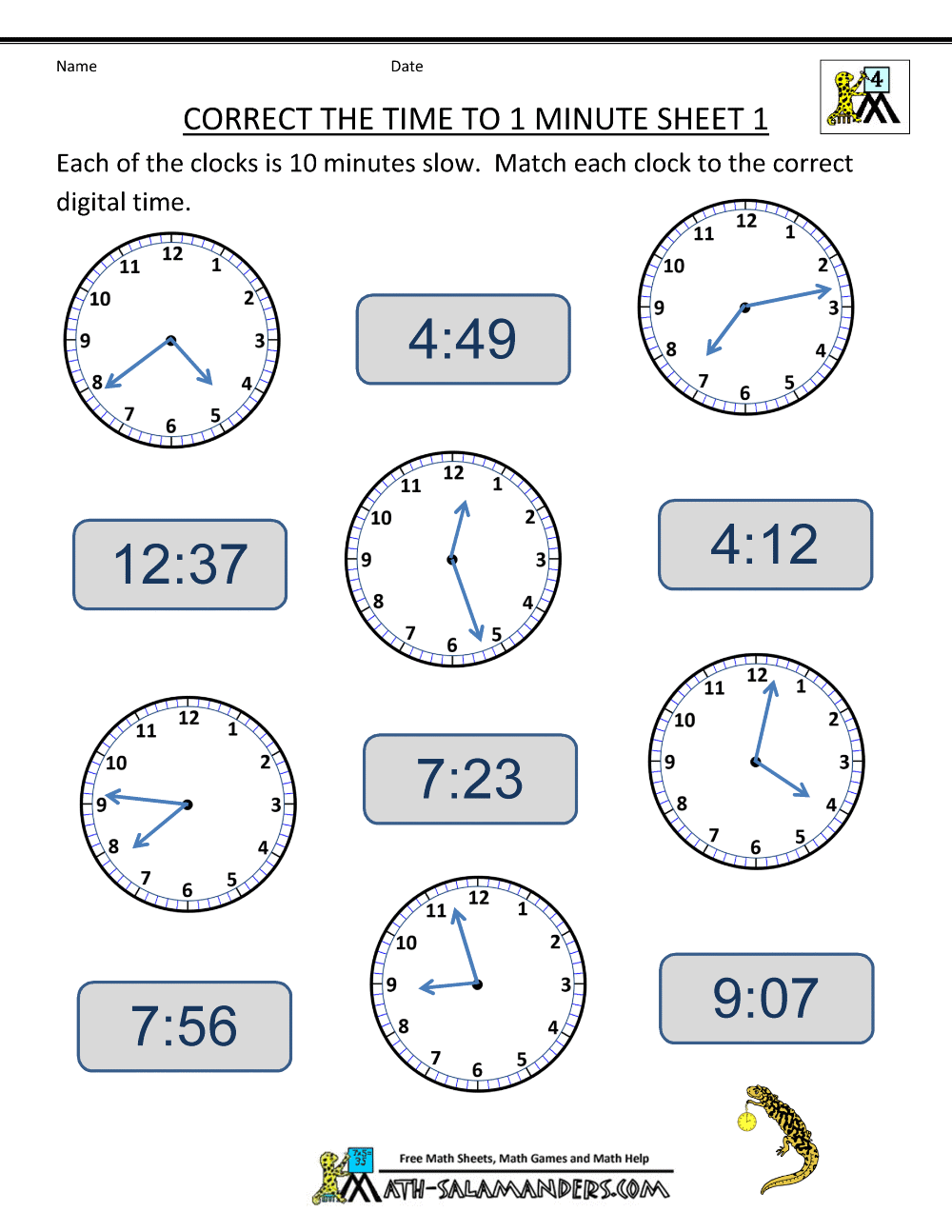Clock Worksheets