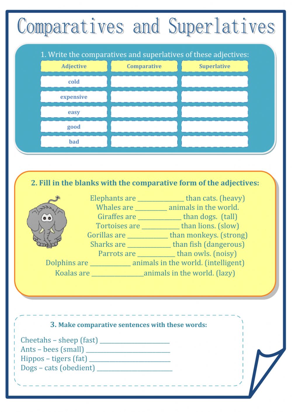 Comparatives And Superlatives Interactive Worksheet