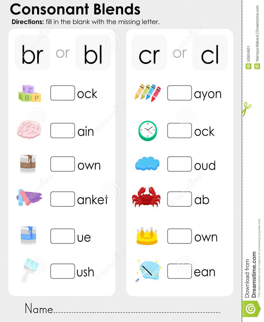 Consonant Blends   Missing Letter