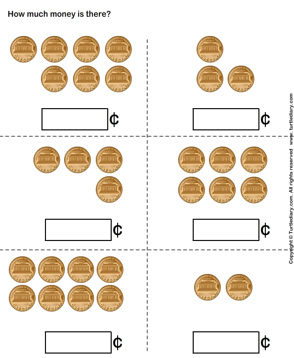 Counting Pennies Worksheets For First Grade