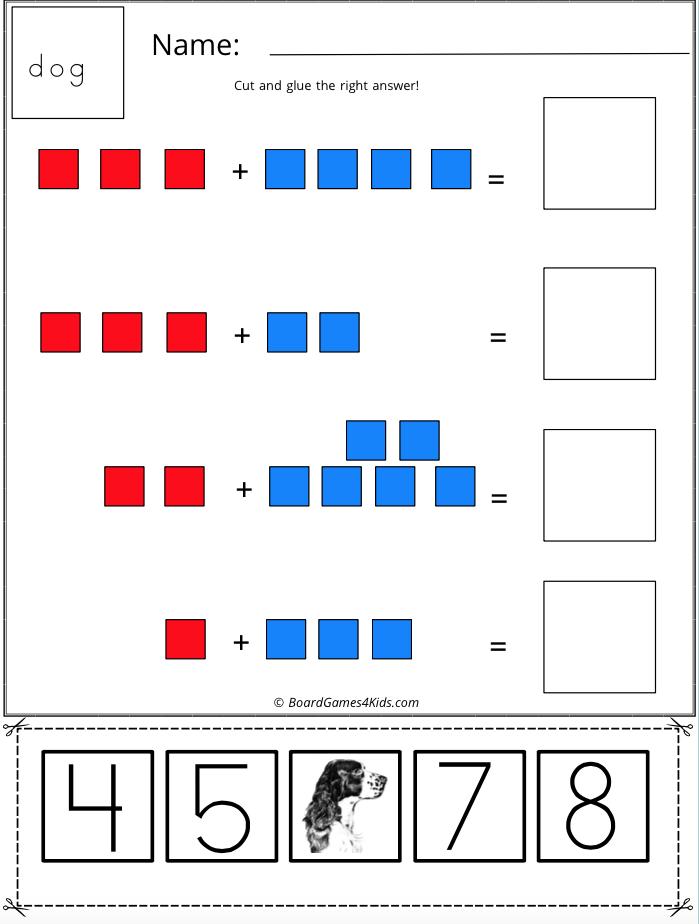 Cut And Paste Addition Worksheets