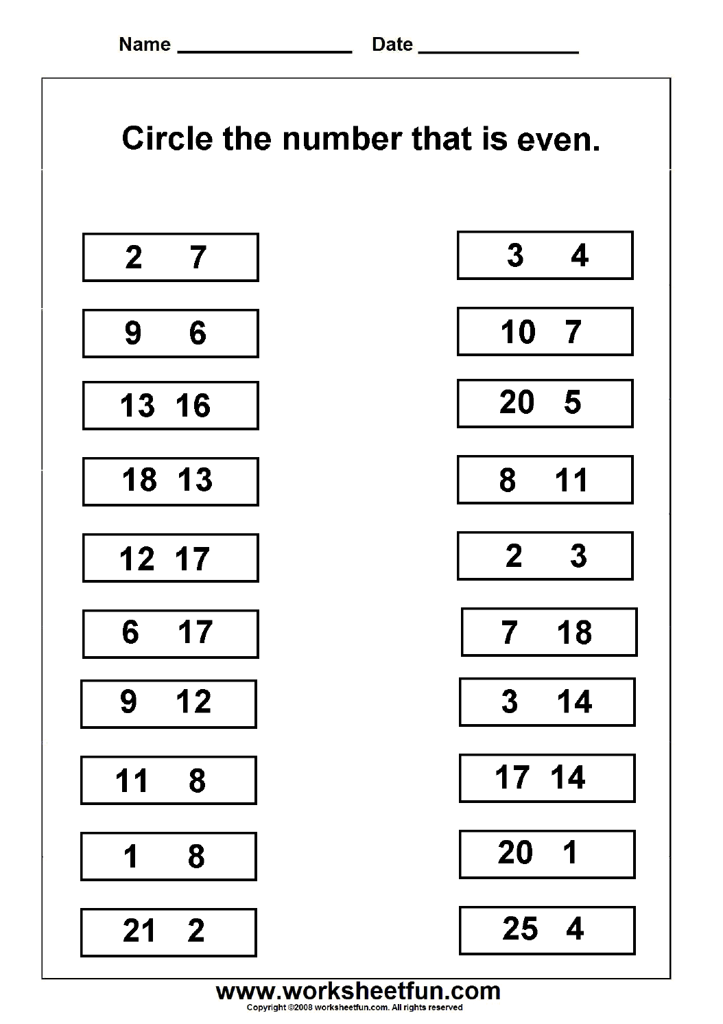 Even & Odd Numbers Worksheet This Site Has Lots Of Printable