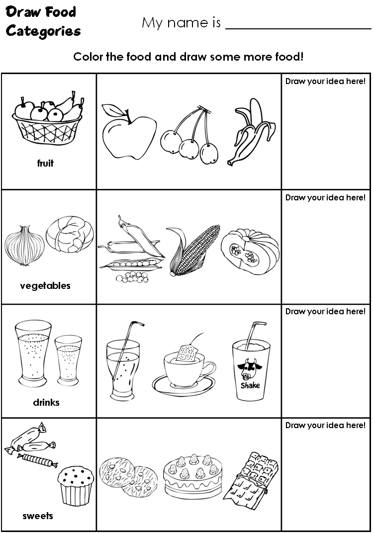 Fichas De InglÃ©s Para NiÃ±os  Worksheet Food