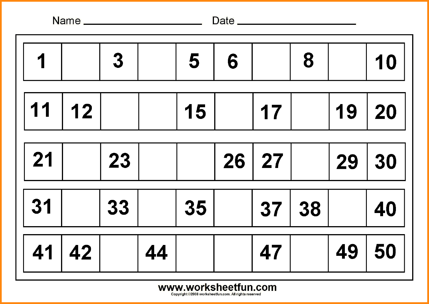 Fill In The Missing Numbers Worksheets For All