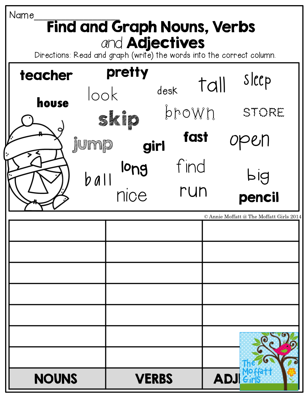 Find And Graph Nouns, Verbs, And Adjectives! So Many Fun And
