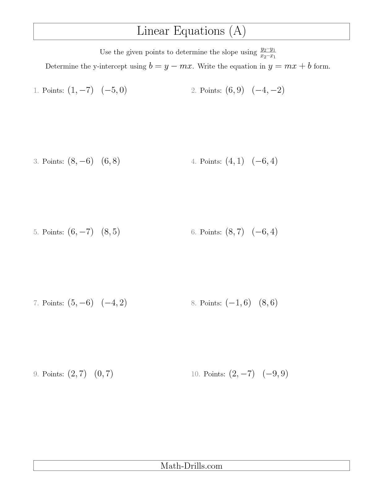 Finding Slope From Two Points Worksheet Answers Worksheets