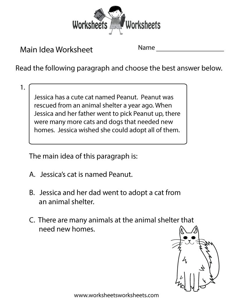 Finding The Main Idea Worksheet