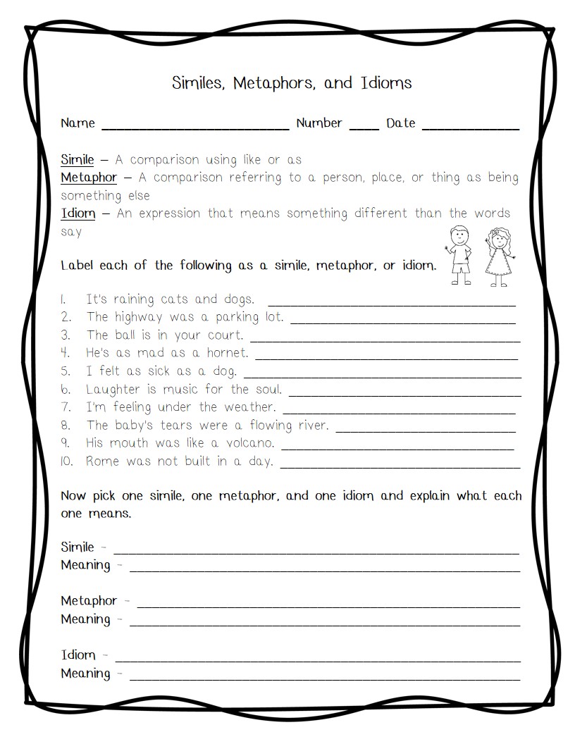 Fit To Be Fourth  Similes, Metaphors, & Idioms (with A Freebie)
