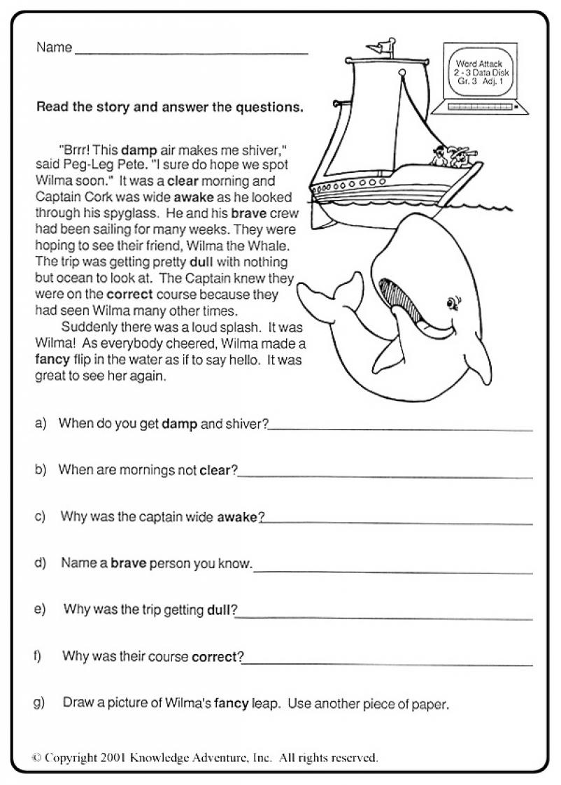 Free Grade 4 Reading Comprehension Worksheets Worksheets For All