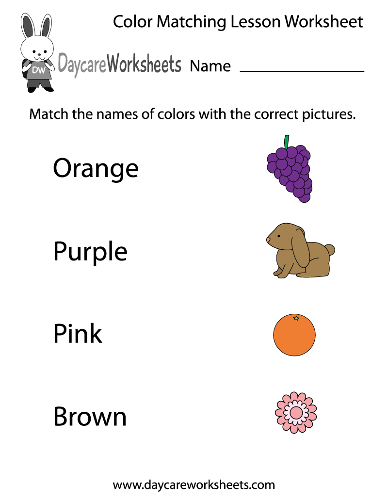 Free Preschool Color Matching Lesson Worksheet