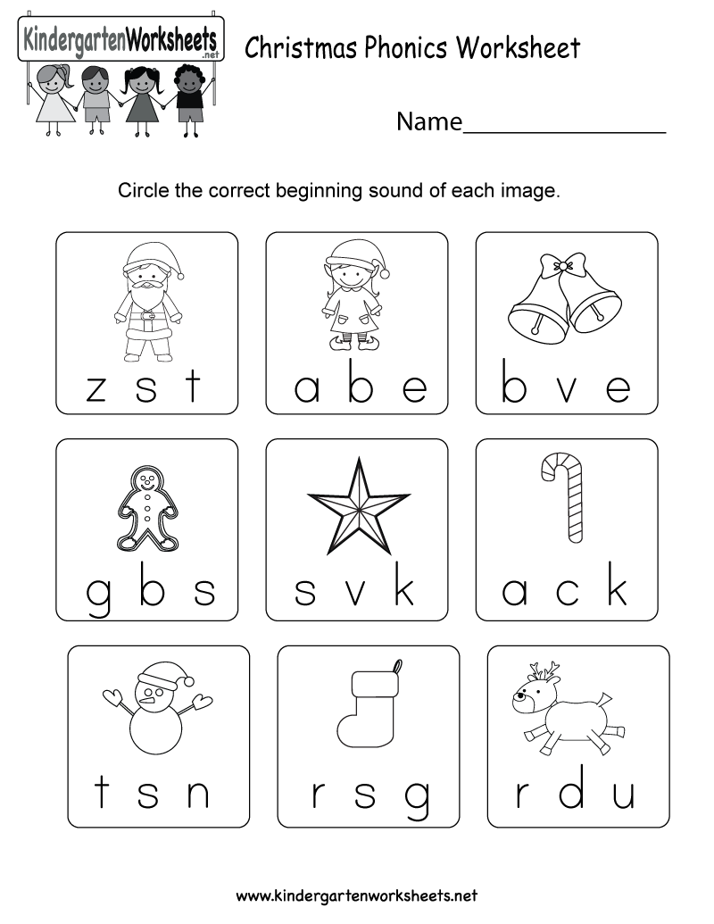 Free Printable Christmas Phonics Worksheet For Kindergarten