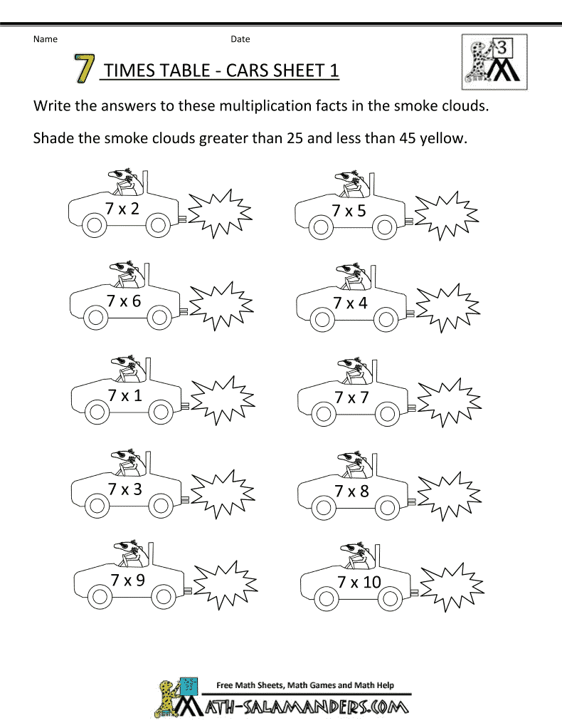 Free Times Table Worksheets